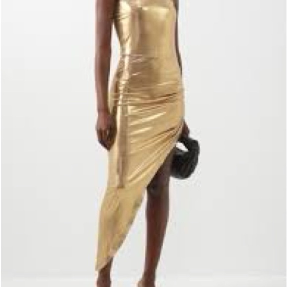 Elegant Gold Strapless Dress